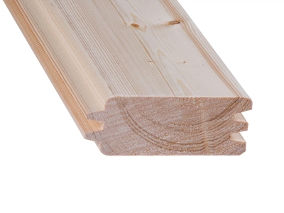 Blockbohle nordische Fichte 45x121mm mit doppel Nut und Feder unbehahndelt