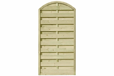 Dichtzaun Rundbogen 90x180-160cm kdi gr?n mit Leimholzbogen, Lamelle fein gerillt