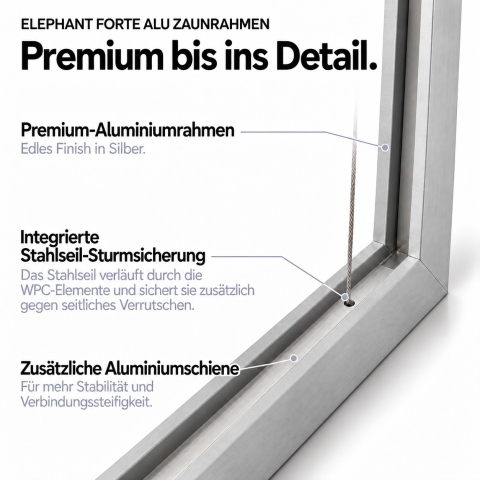 Elephant Forte Sichtschutz WPC anthrazit-Rahmen Alu 180x93cm