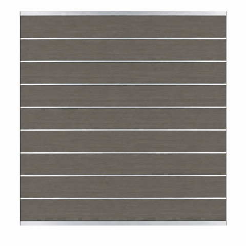 Elephant Steckzaun Modular EVO 200 WPC steingrau 180x195cm Leiste Silber