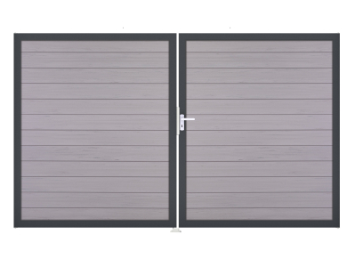 GrojaSolid BPC Steckzaun Doppeltor DIN Links Sonderbreite H:180cm BiColor sand DB 703