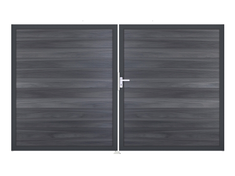 GrojaSolid BPC Steckzaun Doppeltor Sonderbreite H:180cm<br>steingrau-anthrazit