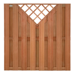 Elephant Keruing Hartholz- Bohlenzaun gerade 180x180cm, mit V-Gitter