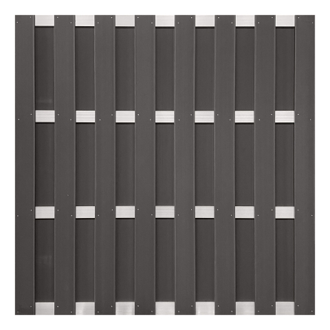 Groja WPC Fertigzaun 180x180cm gerillt anthrazit - Alu