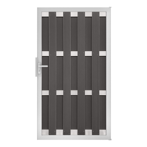 Groja WPC Fertigzaun Tor 100x180cm gerillt anthrazit - Alu