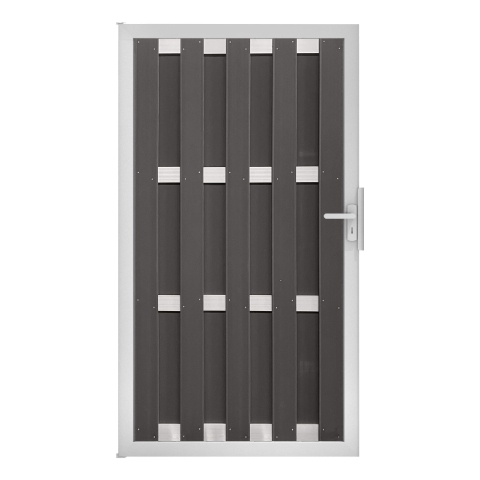 Groja WPC Fertigzaun Tor 100x180cm gerillt anthrazit - Alu