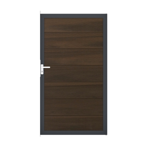 GrojaSolid Grande BPC Steckzaun Universal Tor 100x180cm walnuss co-extrudiert-anthrazit DB703