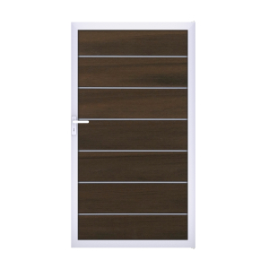 GrojaSolid Grande Premium BPC Steckzaun Universal Tor 100x180cm walnuss co-extrudiert-silber