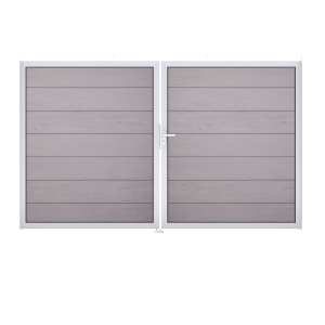 GrojaSolid Grande BPC Steckzaun Doppeltor DIN Links Sonderbreite H:180cm BiColor-Sand EV1