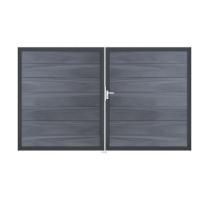 GrojaSolid Grande BPC Steckzaun Doppeltor DIN Links Sonderbreite H:180cm steingrau DB 703