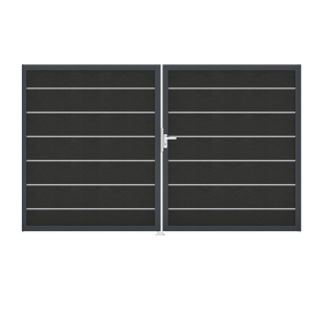 GrojaSolid Grande Premium BPC Steckzaun Doppeltor DIN Links Sonderbreite H:180cm anthrazitgrau-anthrazit