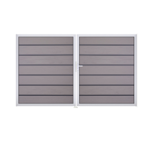 GrojaSolid Grande Premium BPC Steckzaun Doppeltor Din Links Sonderbreite H:180cm BiColor-Sand EV1
