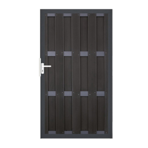 Groja WPC Fertigzaun Tor 100x180cm gerillt anthrazit - anthrazit-DB703