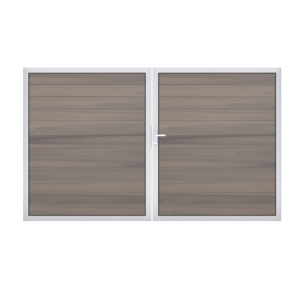 GrojaSolid BPC Steckzaun Doppeltor DIN Links Sonderbreite H:180cm BiColor-co-exdrudiert EV1