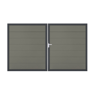 GrojaSolid Grande BPC Steckzaun Doppeltor DIN Links Sonderbreite H:180cm<br>grau DB703