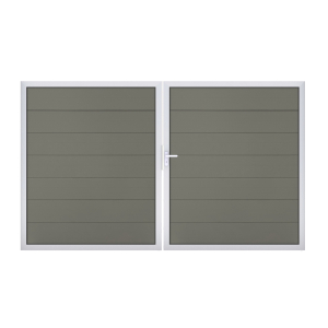 GrojaSolid Grande BPC Steckzaun Doppeltor DIN Links Sonderbreite H:180cm<br>grau EV1