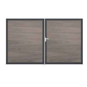 GrojaSolid Grande BPC Steckzaun Doppeltor DIN Links Sonderbreite H:180cm<br>BiColor co-exdrudiert DB703