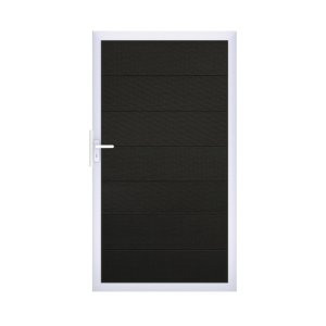 Groja Solid Grande BPC Steckzaun Tor Sonderbreite H:180cm schwarz co-exdrudiert - Alu-blank EV1