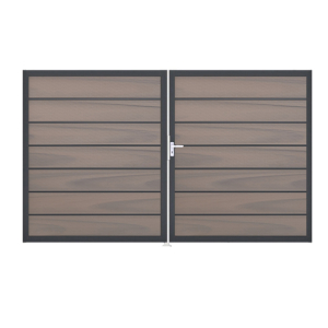 GrojaSolid Grande Premium BPC Steckzaun Doppeltor DIN Links Sonderbreite H:180cm<br>BiColor co-exdrudiert-anthrazit DB703