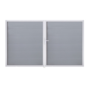 Groja BasicLine Steckzaun Doppeltor DIN Links Sonderbreite H:180cm silbergrau EV1