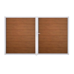 Groja BasicLine Steckzaun DIN Links Doppeltor Sonderbreite H:180cm Golden Oak EV1