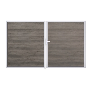 Groja BasicLine Steckzaun Doppeltor DIN Links Sonderbreite H:180cm Monument Oak  EV1