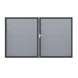 Groja BasicLine Steckzaun Doppeltor DIN Links Sonderbreite H:180cm silbergrau DB703