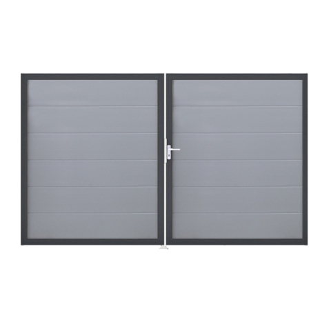 Groja BasicLine Steckzaun Doppeltor DIN Links Sonderbreite H:180cm silbergrau DB703