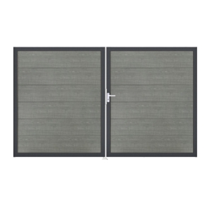 Groja BasicLine Steckzaun Doppeltor DIN Links Sonderbreite H:180cm Grey Ash Cut DB703