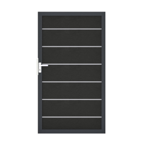 Groja Solid Grande Premium BPC Steckzaun Tor Sonderbreite H:180cm schwarz co-exdrudiert, Alu-anthrazit DB703