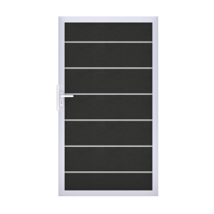 GrojaSolid Grande Premium BPC Steckzaun Universal Tor 100x180cm schwarz co-extrudiert-Alu-blank EV1