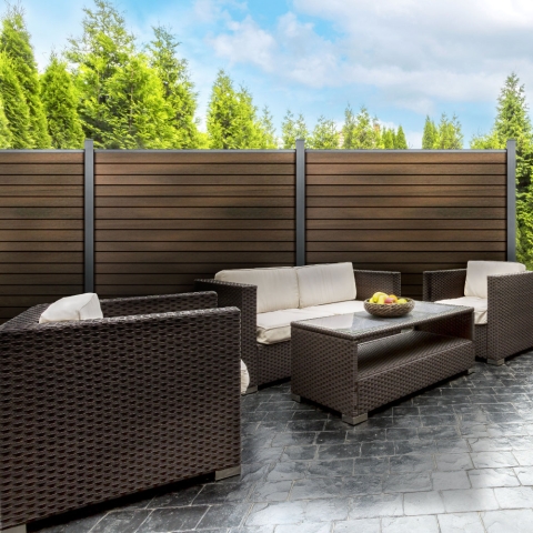 GrojaSolid Rhombus Steckzaun-Set Walnuss co-extrudiert 180x180cm