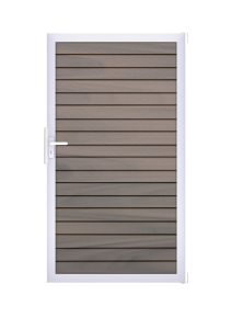 GrojaSolid Rhombus BPC Steckzaun Universal Tor Sonderbreite H:180 cm BiColor co-exdrudiert - Alu -blank  EV1