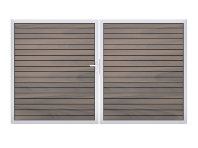 GrojaSolid Rhombus BPC Steckzaun Doppeltor 300x180cm Bicolor co-exdrudiert Alu-blank EV1, DIN rechts