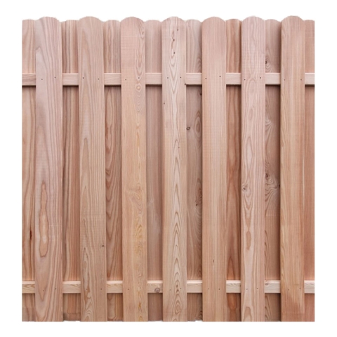 Bohlenzaun Rundkopf gerade L&auml;rche natur 180x180 cm