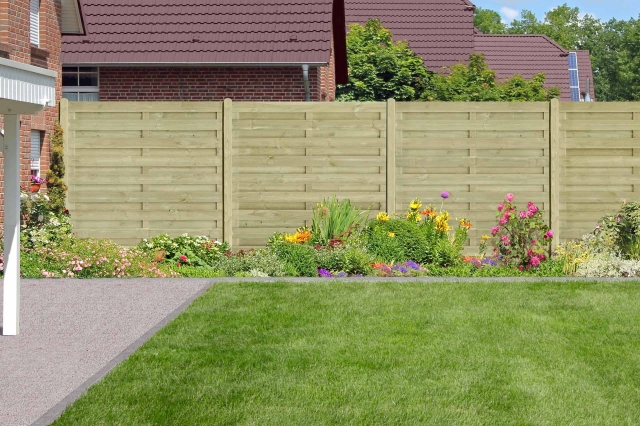 Bohlenzaun Anjo gerade Kiefer kdi gr&uuml;n 180x180cm s&auml;gerauh