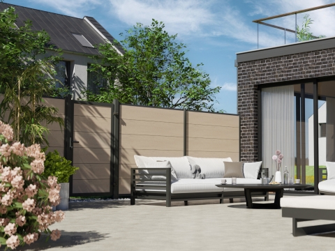 System WPC XL Zaunfeld-Set sand 3741 - 91x184-94cm