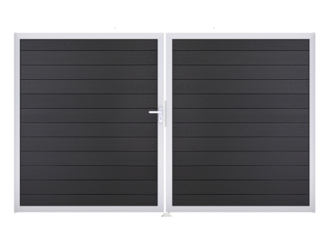 GrojaSolid BPC Steckzaun Doppeltor DIN Rechts Sonderbreite H:180cm anthrazitgrau EV1