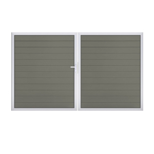 GrojaSolid BPC Steckzaun Doppeltor DIN Rechts Sonderbreite H:180cm grau EV1