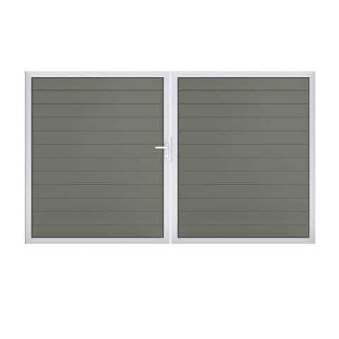 GrojaSolid BPC Steckzaun Doppeltor DIN Rechts Sonderbreite H:180cm grau EV1