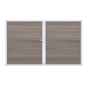 GrojaSolid BPC Steckzaun Doppeltor DIN Rechts Sonderbreite H:180cm BiColor-co-exdrudiert EV1