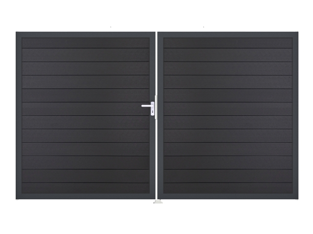 GrojaSolid BPC Steckzaun Doppeltor DIN Rechts Sonderbreite H:180cm anthrazitgrau DB703