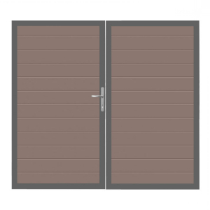 GrojaSolid BPC Steckzaun Doppeltor DIN Rechts Sonderbreite H:180cm terra DB703