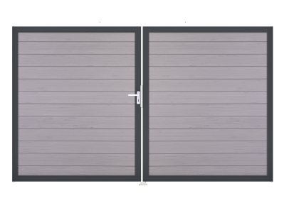 GrojaSolid BPC Steckzaun Doppeltor DIN Rechts Sonderbreite H:180cm BiColor sand DB 703