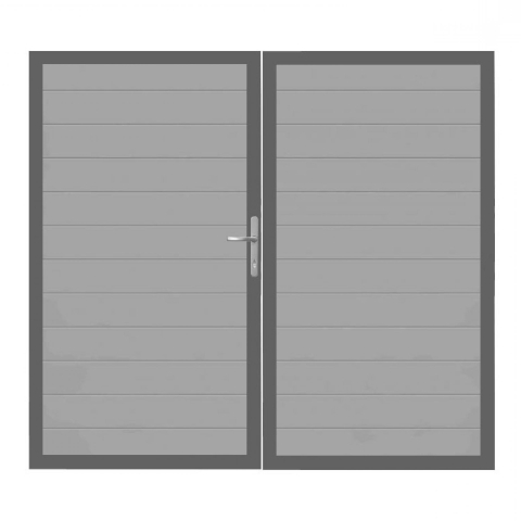 GrojaLumino Alu Steckzaun Doppeltor DIN Rechts Sonderbreite H:180cm silbergrau DB703
