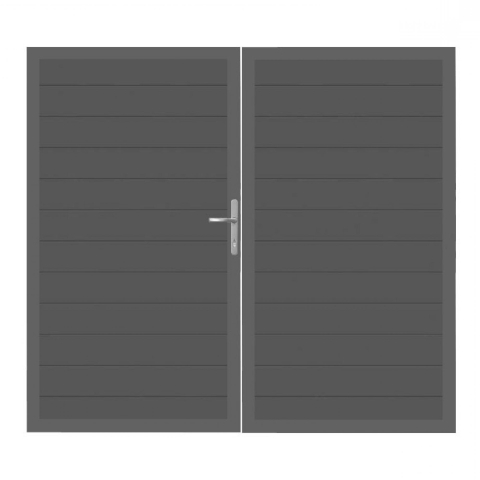 GrojaLumino Alu Steckzaun Doppeltor DIN Rechts Sonderbreite H:180cm anthrazit DB703
