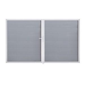 Groja BasicLine Steckzaun Doppeltor DIN Rechts Sonderbreite H:180cm silbergrau EV1