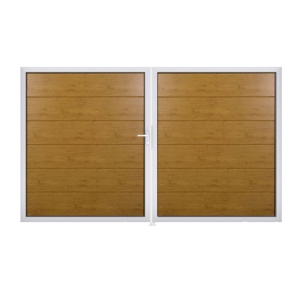 Groja BasicLine Steckzaun Doppeltor DIN Rechts Sonderbreite H:180cm Asteiche natur EV1