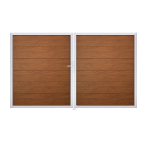 Groja BasicLine Steckzaun DIN Rechts Doppeltor Sonderbreite H:180cm Golden Oak EV1