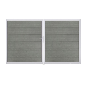 Groja BasicLine Steckzaun Doppeltor DIN Rechts Sonderbreite H:180cm Grey Ash Cut EV1